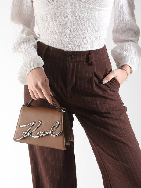 Cross Body Tas K Signature Leder Karl lagerfeld Bruin k signature A1W30038 ander zicht 1